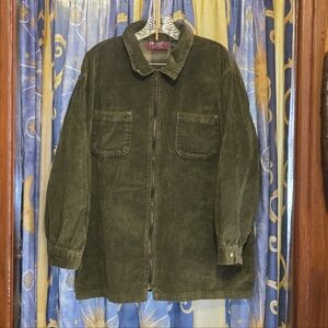 Denim&Co Olive Corduroy Shirt Jacket Size 1x